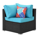 7 Piece Outdoor PE Wicker Furniture Set, Patio Black Rattan Sectional Sofa Couch with Washable Cushions