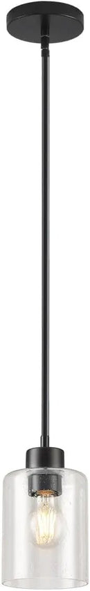 Black Pendant Lights Kitchen Island - Seeded Glass Pendant Light Fixture Multiple Stems Rods 3 Units 12 Inch 3 Units 4 Inch (1 Pack Black Seeded Downrod) by CozyNest Decor