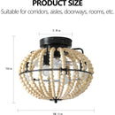 Beaded Fan lamp Wood Beaded Chandelier Oak White