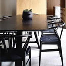 Tomile Set of 2 Bone Chair Solid Wood Y Chair Mid-Century Armrest Dining Chair, Hemp Seat (Wood - Black) by CozyNest Decor