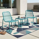 Kincaid Outdoor 3-Piece Conversation Set with Iron Frame - Teal by HouseOfZazla
