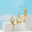 Gold Home Decor Thinker Statue Accents, Set of 3 Thinker Sculptures Office Decor Modern Abstract Resin Decoration on Shelf Table Desk for Living Room Office Bedroom (Large Gold) by CozyNest Decor
