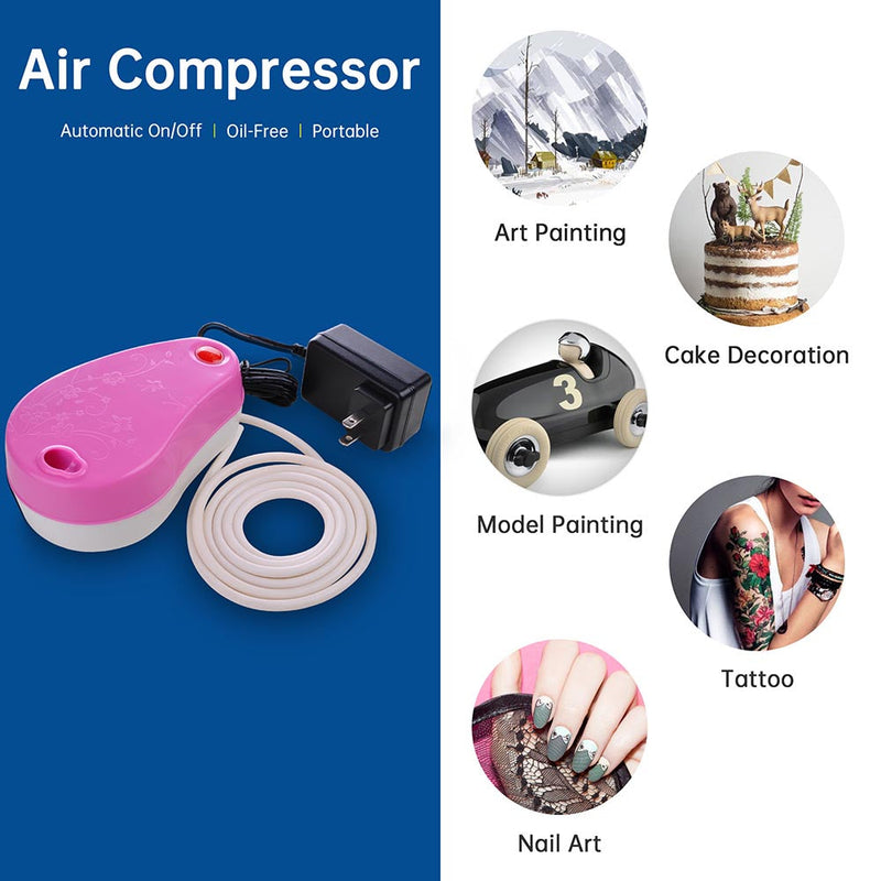 Yescom Airbrush Air Compressor w/ Built-in Holder Pink