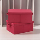 HOONEX Storage Bins with Lids for Organizing, Pack of 2, Storage Boxes with 2 Carrying Handles and Sturdy Heavy Cardboard, 16.5" L x 11.8" W x 7.5" H for Shoes, Books, Clothes, Red by TinyTreasures Baby Boutique