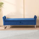 Wide Storage Soft Ottoman Bench With Armrests by HouseOfZazla