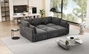 85.4' Sectional Sofa Modular Sofa U-shaped Sofa Couch Sofa Bed L-shaped Sofa with a Movable Ottoman and Two USB Ports for Living Room, Black
