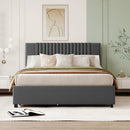 Upholstered Platform Bed With Drawers, Classic Headboard Design by HouseOfZazla