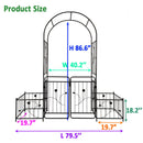 Metal Garden Arch With Gate Wide High Climbing Plants Support Rose Arch Outdoor - Black