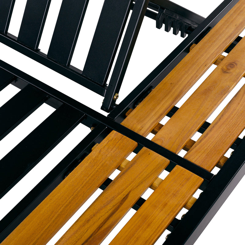 Black Iron + Teak Finish Wood Chaise Lounge Frame, photo 10 of 10