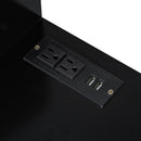 Modern Makeup Vanity Desk With Drawers Cabinet & Charging Port Engineered Wood Space Saving Design For Small Places - Black by HouseOfZazla