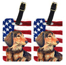 USA American Flag with Dachshund Luggage Tag
