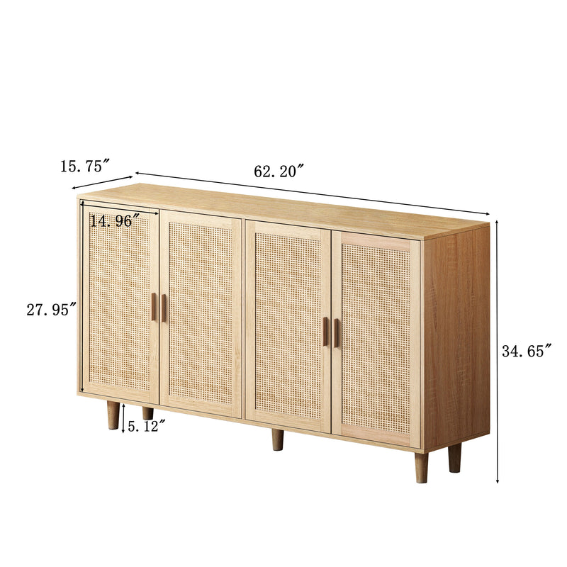 Walker Edison | 4-Door Rattan Storage Sideboard TV Stand