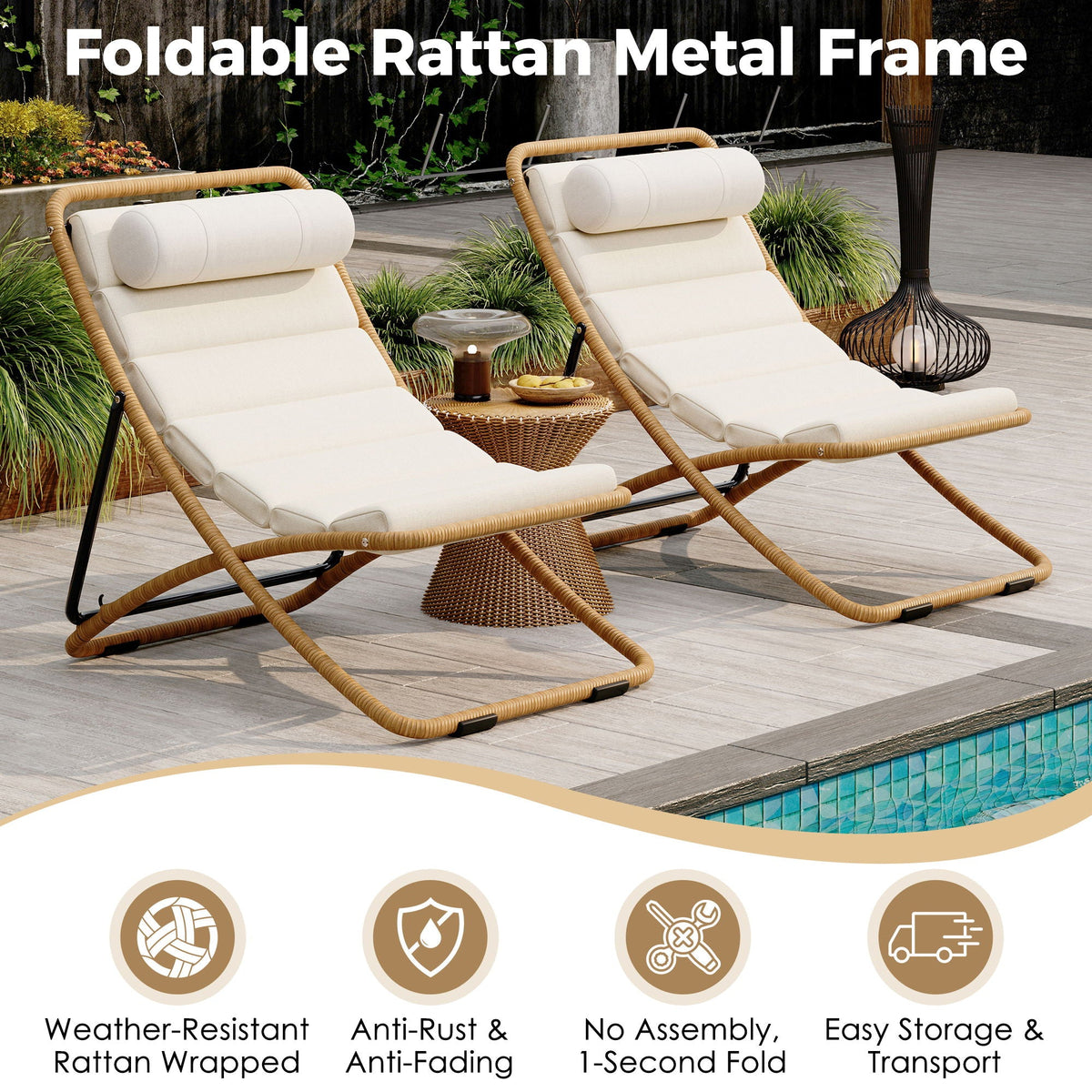 Outdoor Folding Chair With Adjustable Backrest (Set of 2), photo 10 of 28