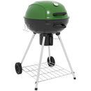 21" Kettle Charcoal BBQ Grill Trolley with 360 sq.in. Cooking Area, Outdoor Barbecue with Shelf, Wheels, Ash Catcher and Built-in Thermometer for Patio, Backyard Party, Green