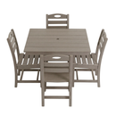 Antique Wood Color HDPE 5-Piece Outdoor Patio Dining Set