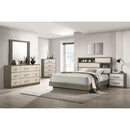 Eastern King Bed Bookcase Headboard With Hidden Storage - Oak