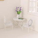 Dollhouse Miniature Bistro Table & Chairs Set Accessories Metal 1:12 Scale Miniatures White Coffee/Tea Furniture Fairy Garden Cute Rustic Elegant Decorations Ornaments (A) by GreenHaven Gardens