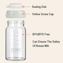 COMI Wide Neck Glass Breastmilk Collection n Storage Bottle, 6oz with Screw Ring Sealing Disk; Re-markable Sealing Disc. BPA Free, Fits Breast Pumps & Nipples (Gray Lids) by TinyTreasures Baby Boutique