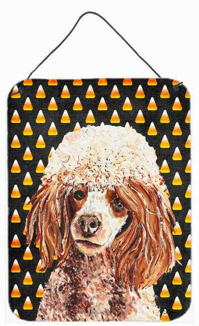 Red Miniature Poodle Candy Corn Halloween Wall or Door Hanging Prints SC9651DS1216