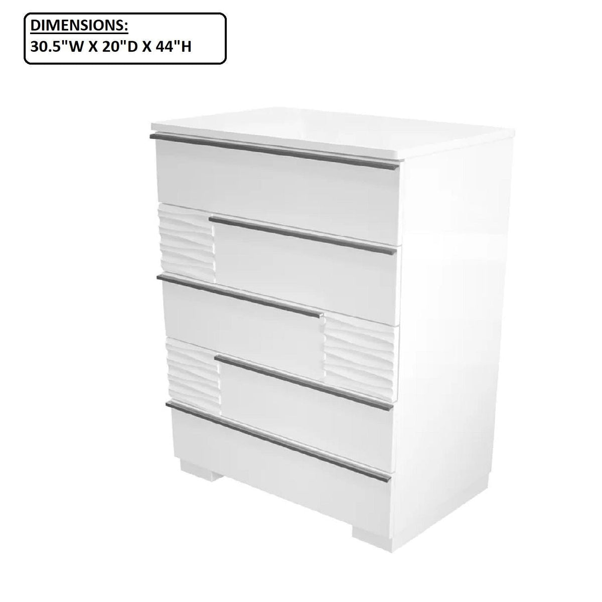 5 Drawer Chest, Bedroom - White, photo 3 of 4
