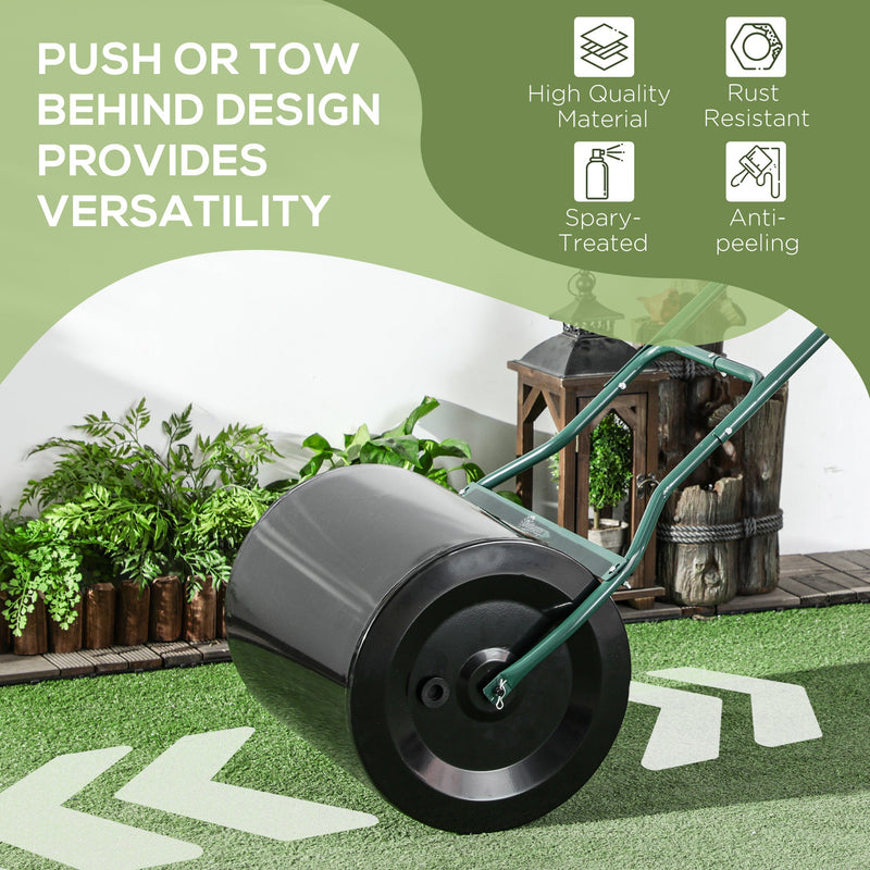 20-Inch Push/Tow Behind Lawn Roller Filled with 16 Gal Water or Sand, Perfect for Flattening Sod in the Garden