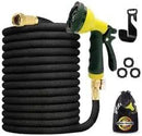 J&B XpandaHose 100ft Expandable Garden Hose with Holder - Heavy Duty Superior Strength 3750D - 4 -Layer Latex Core - Extra Strong Brass Connectors and 10 Spray Nozzle w/Storage Bag (Black 100) by GreenHaven Gardens