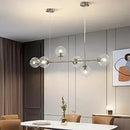 KCO Lighting 6 Light Bubble Glass Pendant Light Mid Century Modern Globe Sputnik Chandelier Linear Chandelier Lighting Brushed Nickel Hanging Light Fixture for Kitchen Island Dining Room by CozyNest Decor