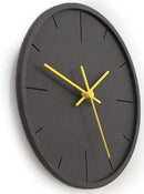 Stephanie Imports Modern Minimalist Dark Concrete Silent Wall Clock (Yellow Hands) by CozyNest Decor