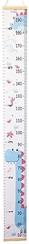 Kids Growth Chart, Wood Frame Fabric Canvas Height Measurement Ruler from Baby to Adult for Child's Room Decoration 7.9 x 79in (7.9 x 79in, Blue Dinosaur) by TinyTreasures Baby Boutique