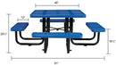 Global Industrial 46" Square Picnic Table, Perforated Metal, Blue Thermoplastic Coating, Attached Benches, 1-1/2” Umbrella Pole Hole, Outdoor-Rated, 1200 lb Capacity by GreenHaven Gardens