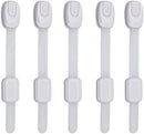 5-Pack Child Proof Cabinet Latches for Drawers, Cupboards, Fridge Toilet Seat, Dishwashers, Trash Can, Up to 37lb Pull Force - Adjustable Length, 3M Adhesive, No Drilling Child Safety Locks, White by TinyTreasures Baby Boutique