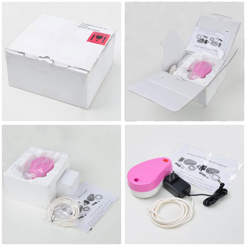 Yescom Dual Action 0.3mm Airbrush & Air Compressor Set Pink