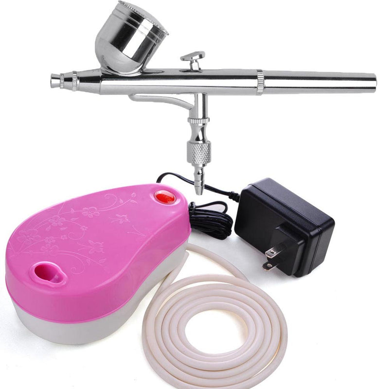 Yescom Dual Action 0.3mm Airbrush & Air Compressor Set Pink