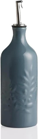 Sweejar Ceramic Olive Oil Dispenser Bottle, 20 Oz Relief Opaque Oil Cruet Protects Oil To Reduce Oxidation, Suitable for Storage Oil, Vinegar, Soy Sauce, Coffee Syrup, Liquids, Set of 1 (Fog Blue) by CozyNest Decor
