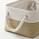 TheWarmHome Storage Basket for Organizing - 1 Pack 12x8x5.2 inch Baskets for Gifts Empty with Handles, Fabric Storage Cubes for Organizer Closet Dog Gift Cloth Toy (Whiet & Khaki) by TinyTreasures Baby Boutique