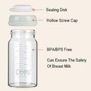 COMI Wide Neck Glass Breastmilk Collection n Storage Bottle, 4 Packs, 6oz with Screw Ring Sealing Disk; Re-markable Sealing Disc. BPA Free, Fits Breast Pumps & Nipples (4 Gray Lids) by TinyTreasures Baby Boutique