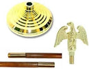 Super Tough Indoor Flag Pole kit 8ft - Metal Eagle - Gold Texture Base - Aluminum Flagpole with Brass Finish - Heavy Duty Inside House Flagstaff - Interior Shaft and Stand - No Ensign Included by GreenHaven Gardens