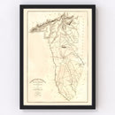 Vintage Map of Greenville District County, South Carolina 1825