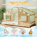 Twin Size House Bed with LED Lights Montessori Slat-free Floor Bed by LJGDeals
