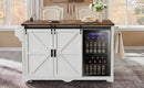 K&K 72" Farmhouse Kitchen Island with Fridge Storage Space