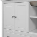 30" Bathroom Vanity with Sink, Bathroom Storage Cabinet with Doors and Drawers, Solid Wood Frame, Ceramic Sink, White