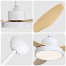 Ceiling Fan With 22W LED Light And Remote Control 6 Speeds Reversible DC Motor For Living Room - White by Unique Piece Furniture