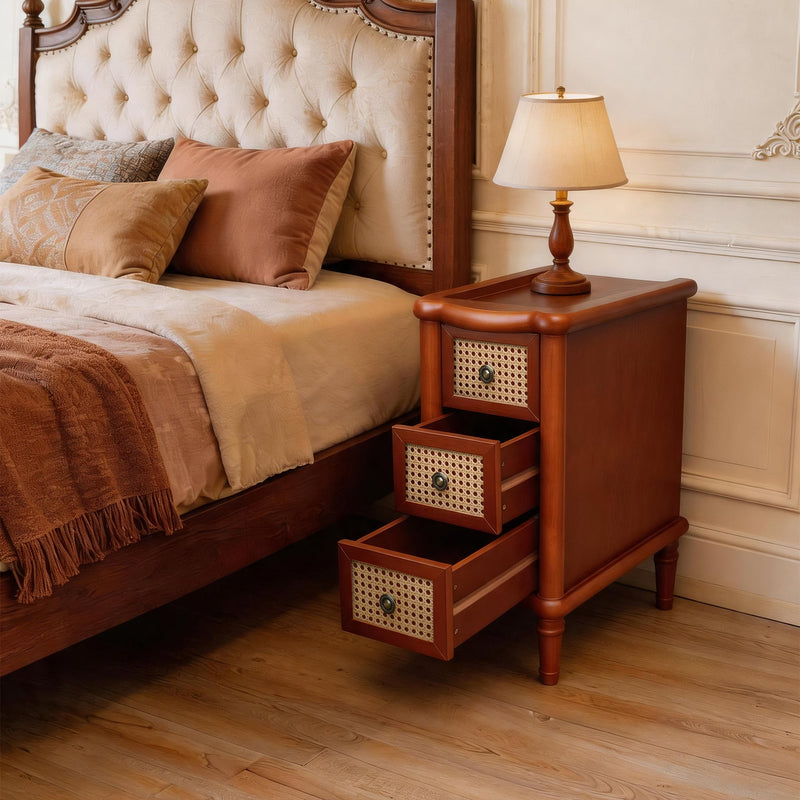 Rattan Narrow Side Table with 3 Drawers, photo 2 of 9