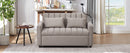 55.9" Convertible Sofa Bed Loveseat Sofa with Three USB Ports, Two Side Pockets, Two Cup Holders and 360Swivel Phone Holder for Living Room, Light Grey