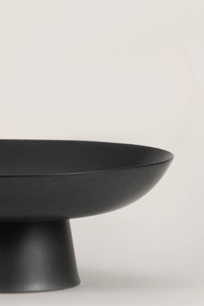 Matte Black Ceramic Footed Bowl