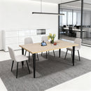 63-inch Modern Dining Table with Wooden Tabletop and Rust-Resistant Iron Legs