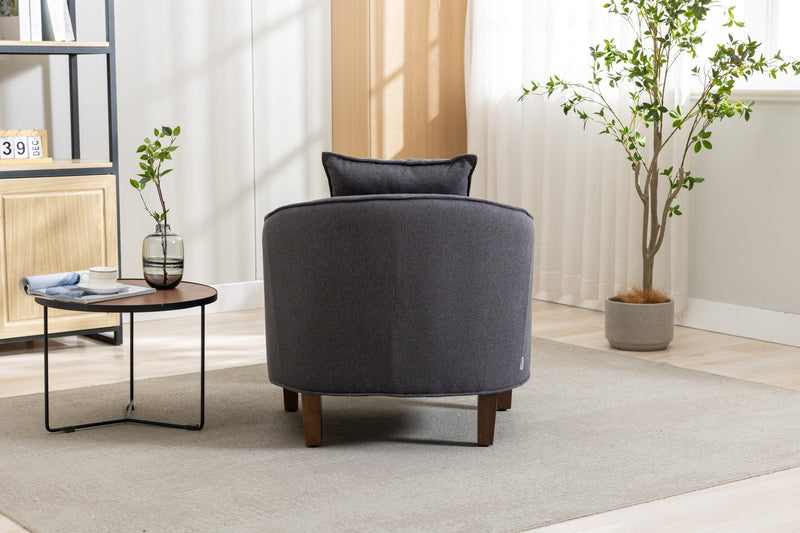 Accent Chair with Ottoman, Mid Century Modern Barrel Chair Upholstered Club Tub Round Arms Chair for Living Room