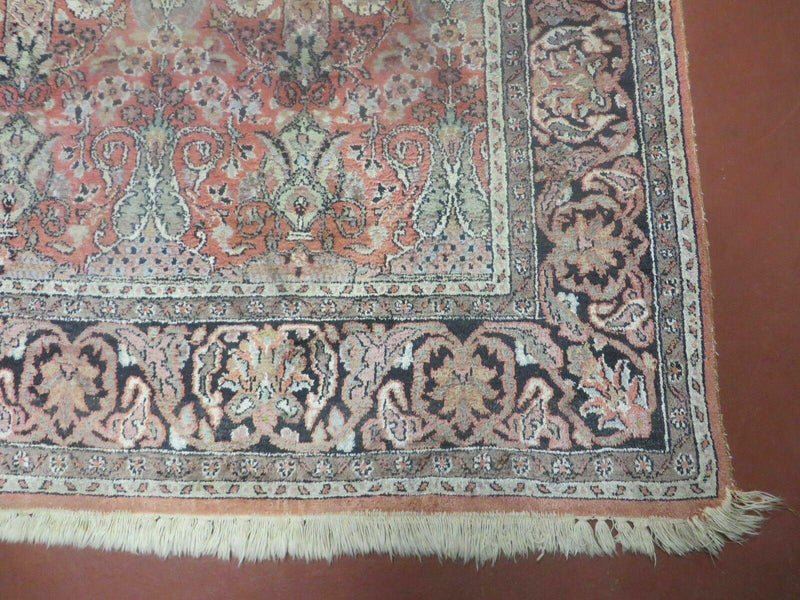 6' X 6' Vintage Handmade Fine Indian Silk Rug Kashmir Square Nice