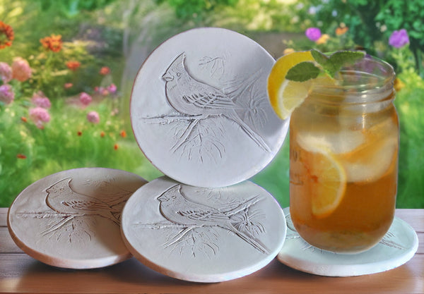 Cardinal Drink Coasters, installed in a room