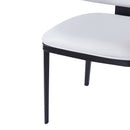 7 Pieces Contemporary Dining Set with Faux Leather Chairs and Metal Legs , Black+White+Natural Wood Finish